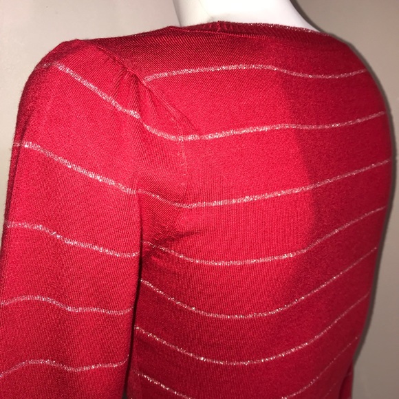 BEBE Metallic Ruby Red Crystal Button DownCardigan - Picture 13 of 16